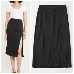 Abercrombie & Fitch Black Thigh Slit Midi Skirt Casual Size XS Tall